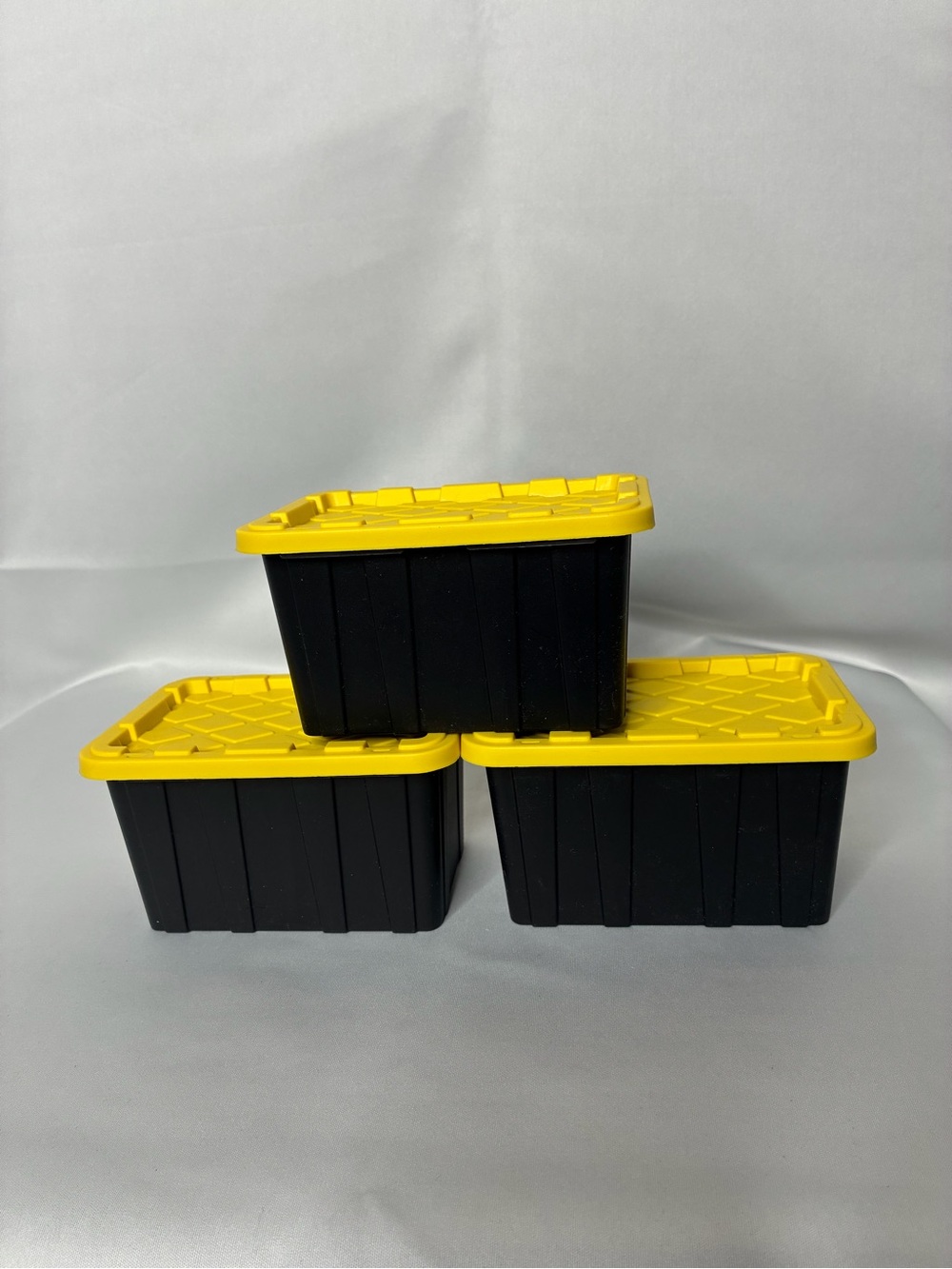 Mini Sterilite Black and Yellow Plastic Storage Bin with Lid - Home Organization
